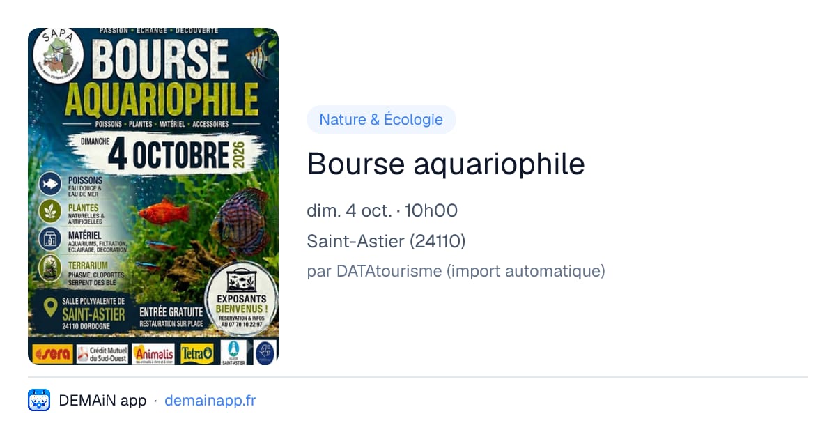 Bourse aquariophile — Saint-Astier