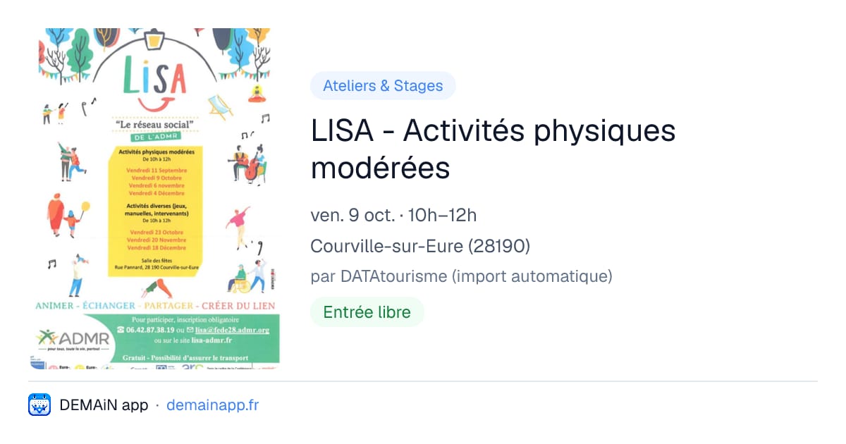LISA - Activités physiques modérées — Courville-sur-Eure