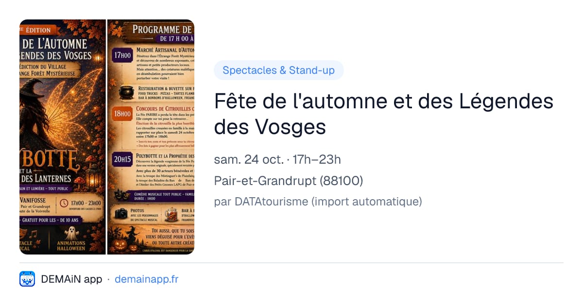 Fête de l'automne et des Légendes des Vosges — Pair-et-Grandrupt