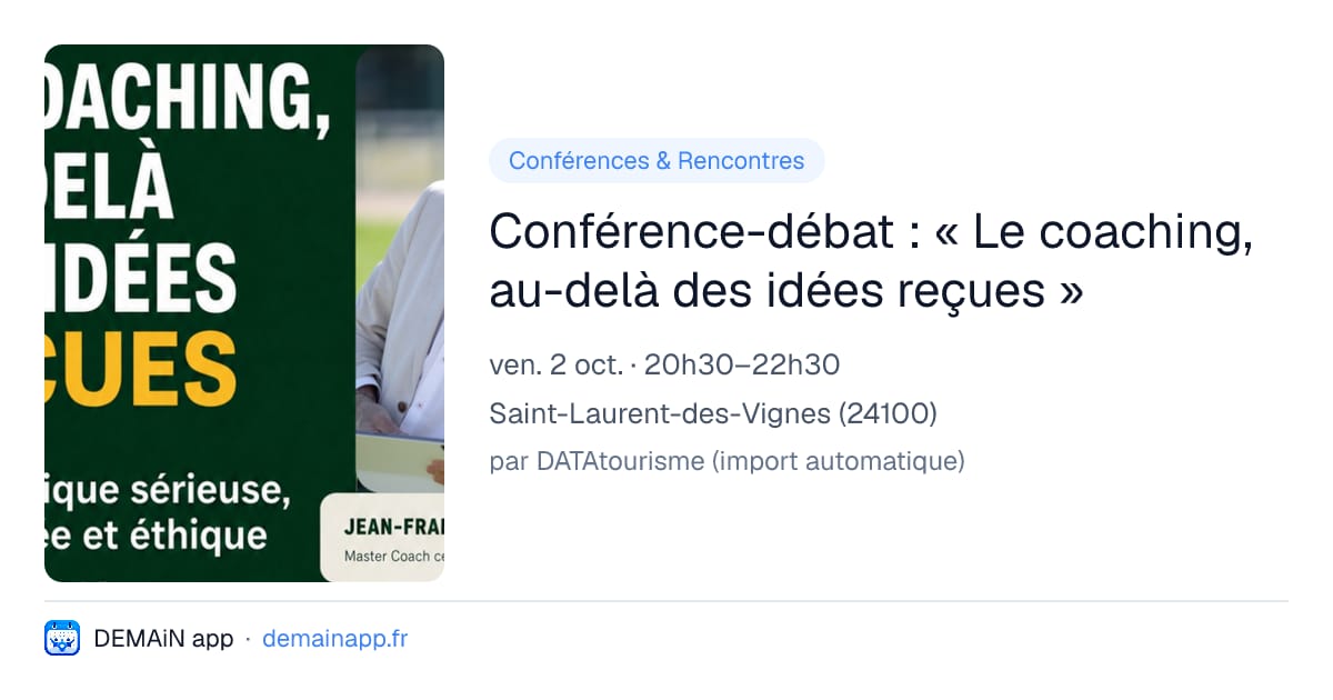 Conférence-débat : « Le coaching, au-delà des idées reçues » — Saint-Laurent-des-Vignes