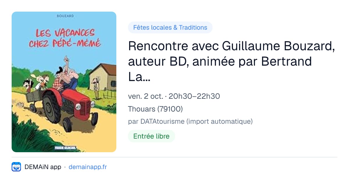 Rencontre avec Guillaume Bouzard, auteur BD, animée par Bertrand Lanche — Thouars