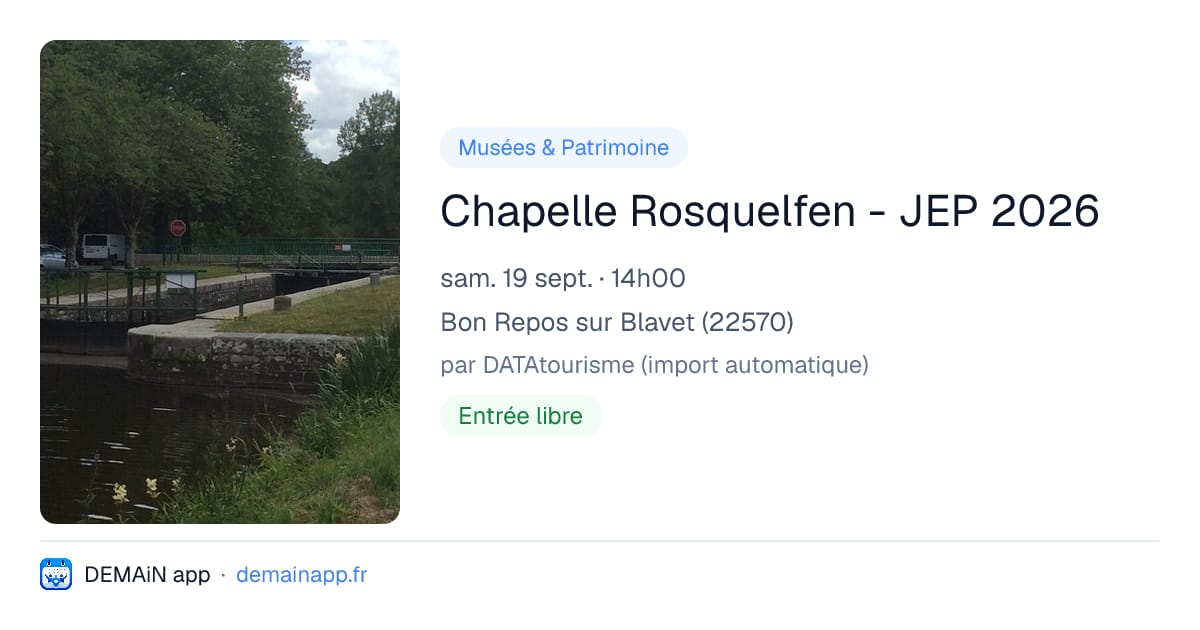 Chapelle Rosquelfen - JEP 2026 — Bon Repos sur Blavet