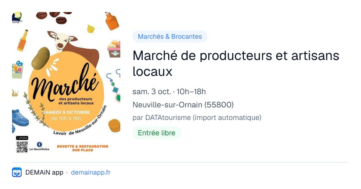 Marché de producteurs et artisans locaux — Neuville-sur-Ornain