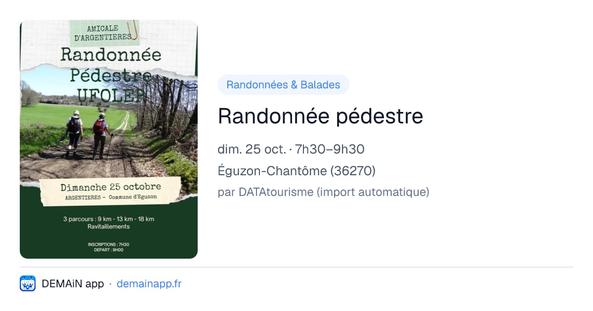Randonnée pédestre — Éguzon-Chantôme