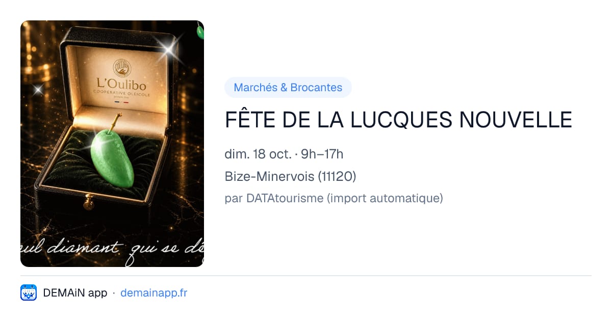 FÊTE DE LA LUCQUES NOUVELLE — Bize-Minervois