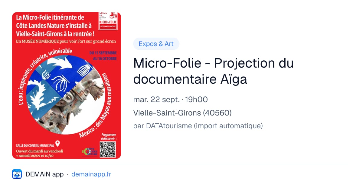 Micro-Folie - Projection du documentaire Aïga — Vielle-Saint-Girons