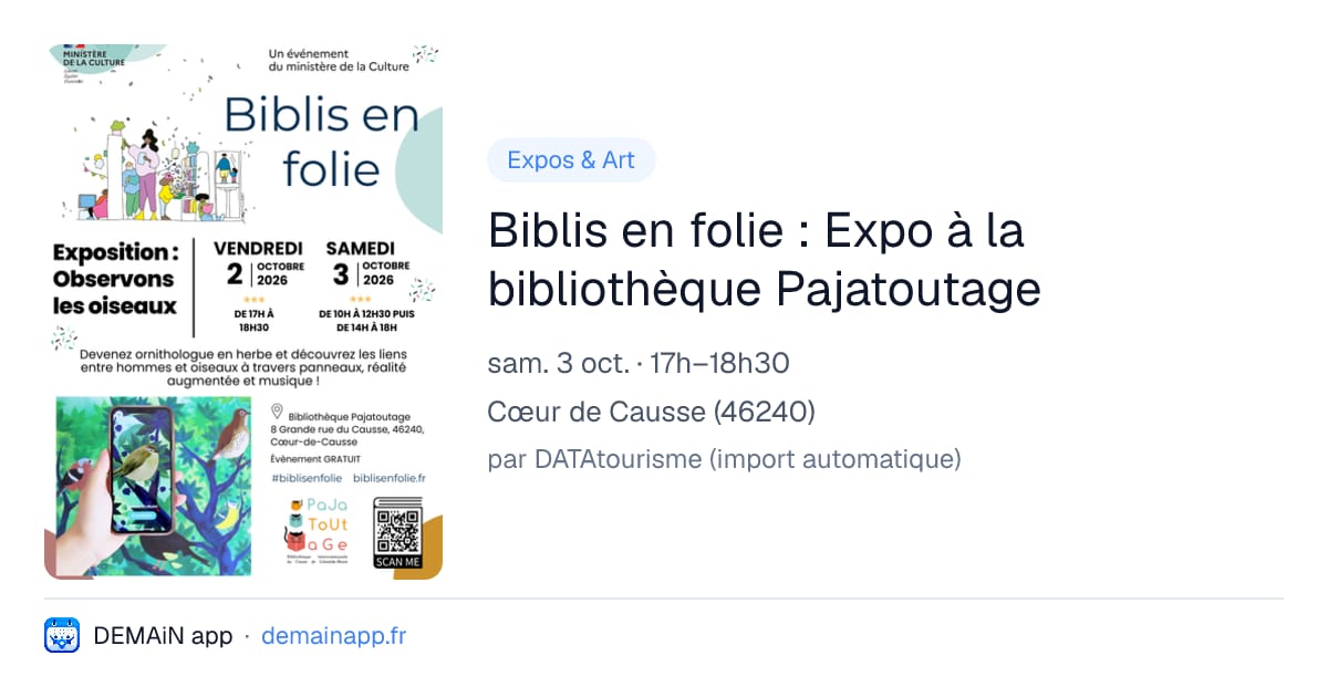 Biblis en folie : Expo à la bibliothèque Pajatoutage — Cœur de Causse