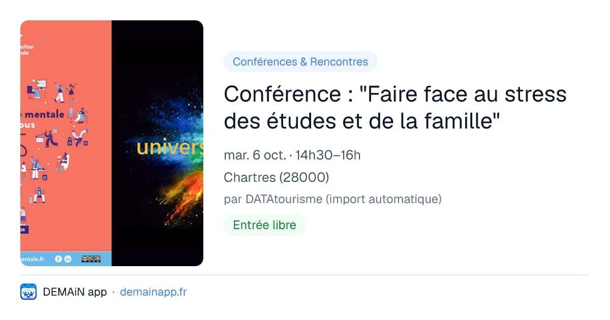 Conférence : "Faire face au stress des études et de la famille" — Chartres