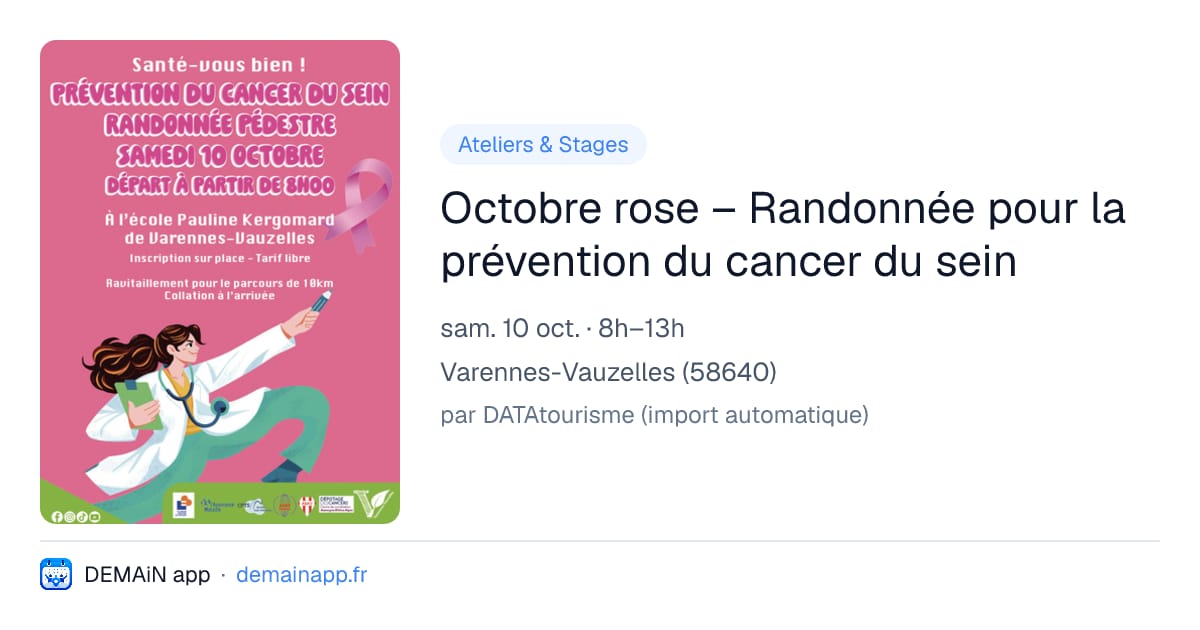 Octobre rose – Randonnée pour la prévention du cancer du sein — Varennes-Vauzelles