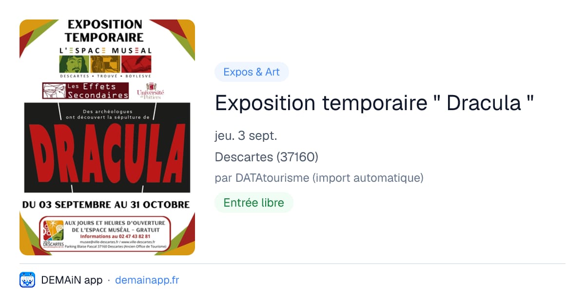 Exposition temporaire " Dracula " — Descartes