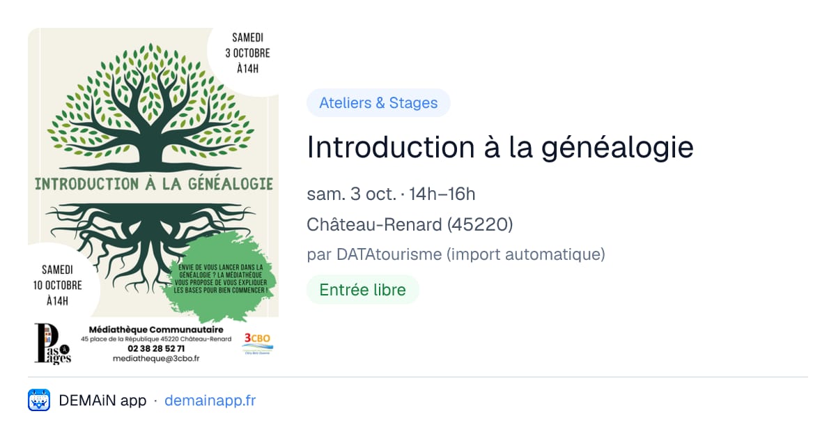 Introduction à la généalogie — Château-Renard