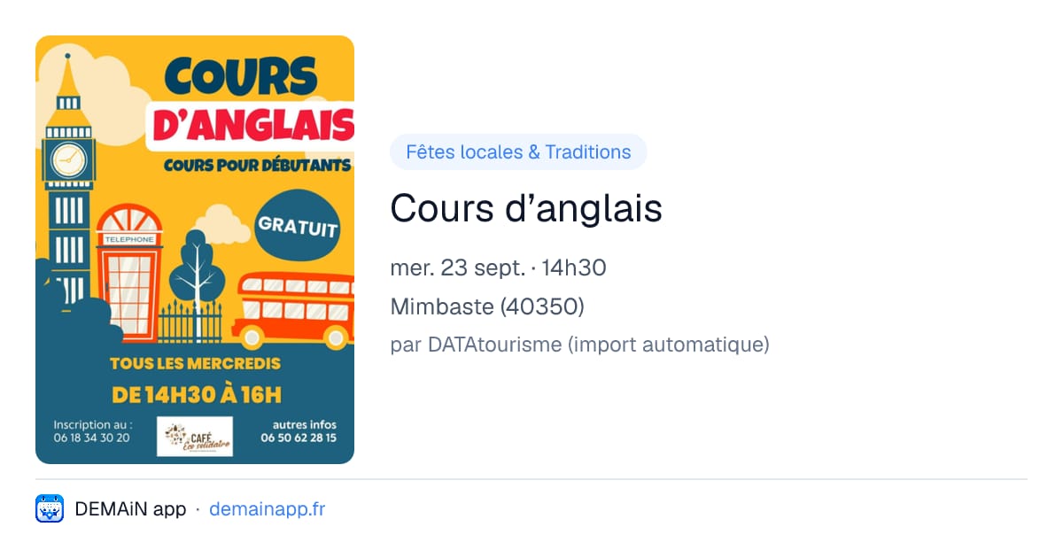 Cours d’anglais — Mimbaste