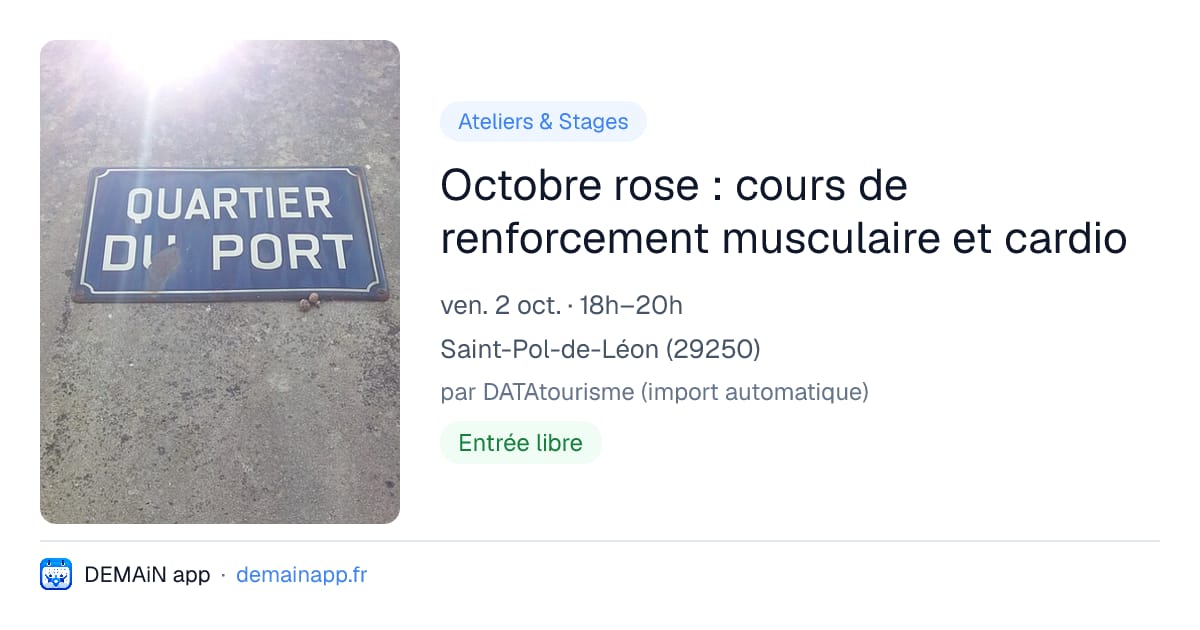 Octobre rose : cours de renforcement musculaire et cardio — Saint-Pol-de-Léon