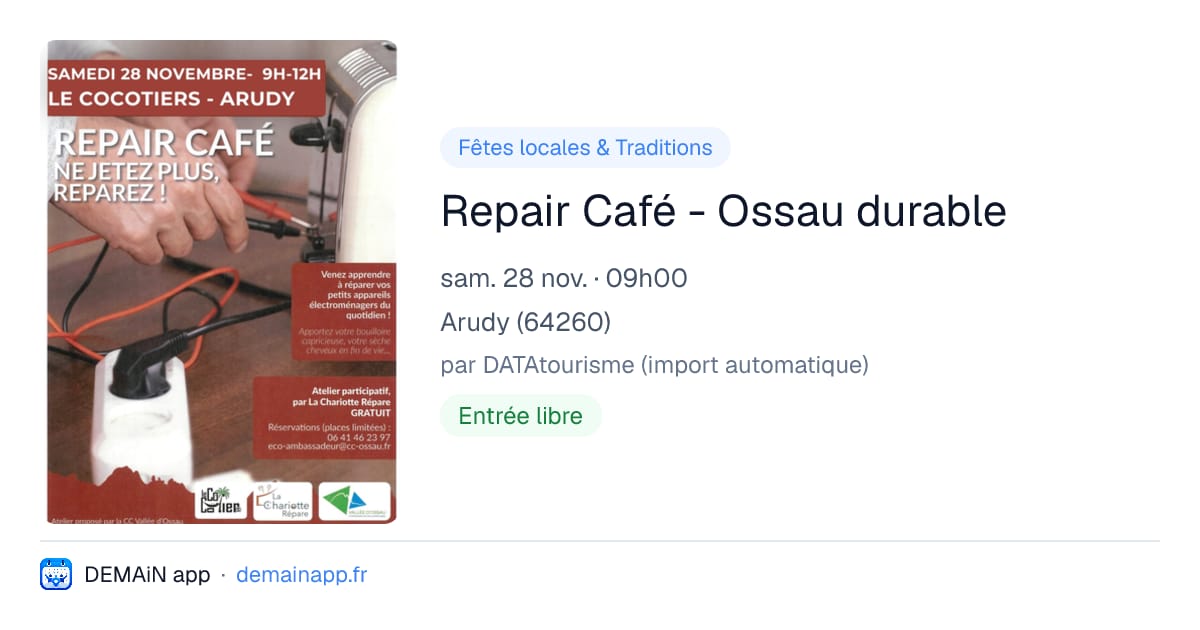 Repair Café - Ossau durable — Arudy
