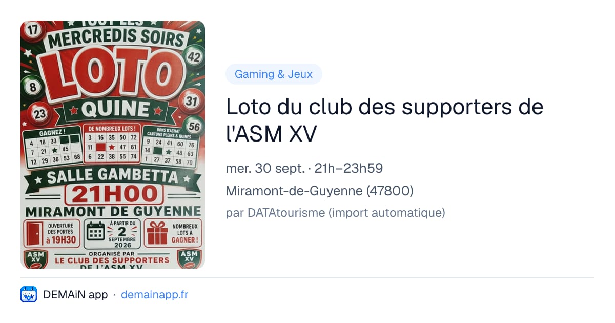 Loto du club des supporters de l'ASM XV — Miramont-de-Guyenne