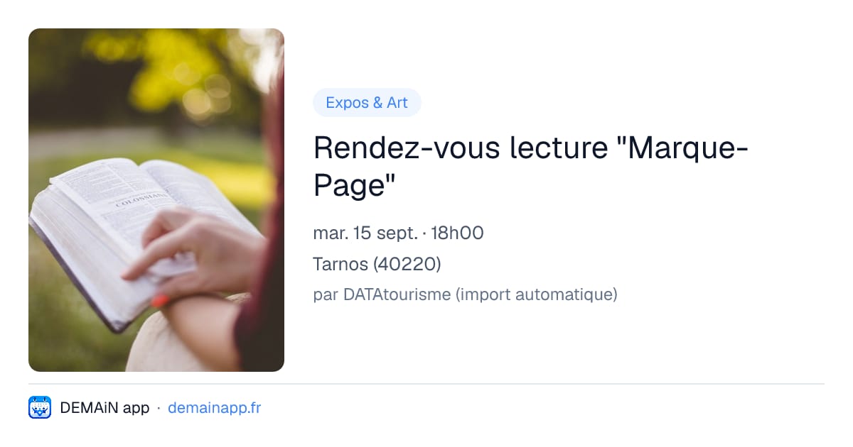 Rendez-vous lecture "Marque-Page" — Tarnos