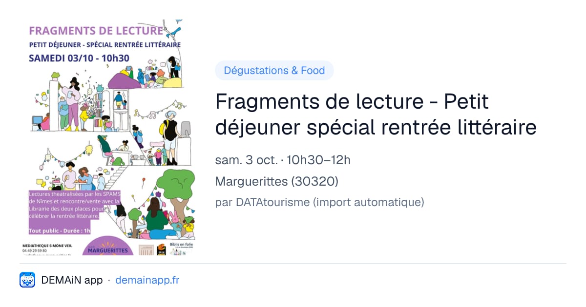 Fragments de lecture - Petit déjeuner spécial rentrée littéraire — Marguerittes