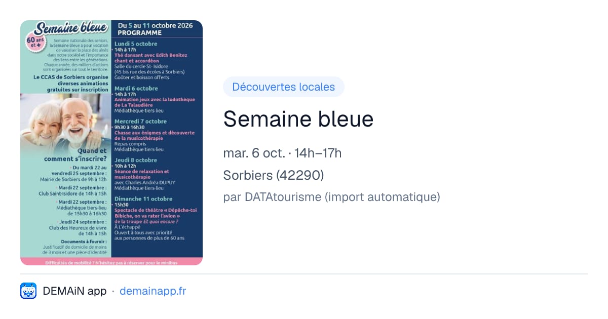 Semaine bleue — Sorbiers