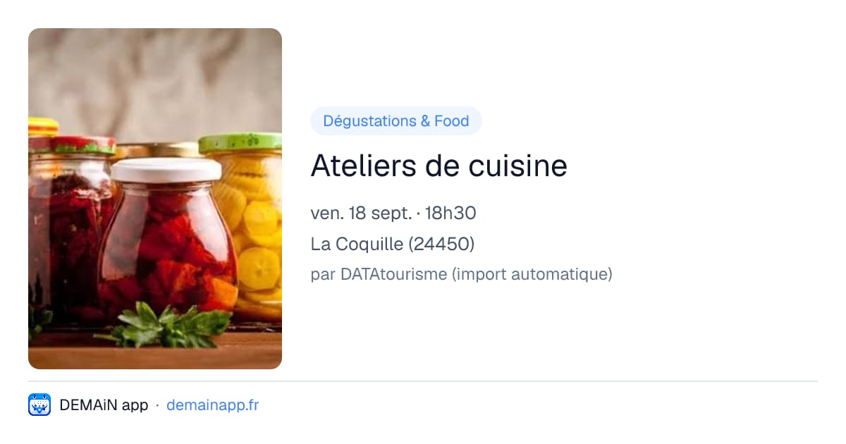 Ateliers de cuisine — La Coquille