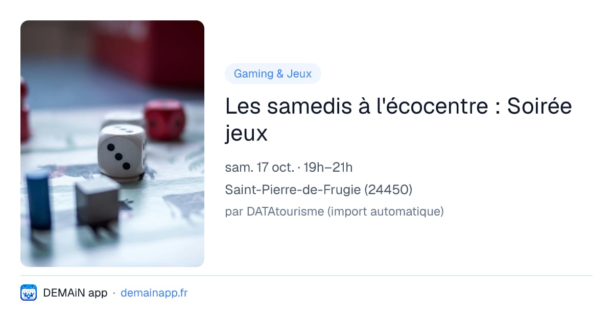 Les samedis à l'écocentre : Soirée jeux — Saint-Pierre-de-Frugie