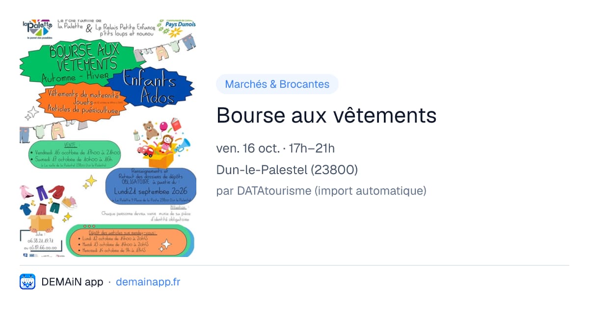 Bourse aux vêtements — Dun-le-Palestel