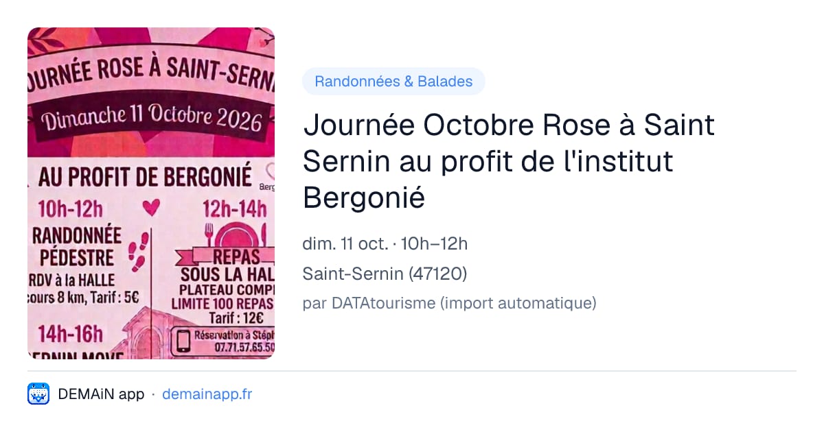 Journée Octobre Rose à Saint Sernin au profit de l'institut Bergonié — Saint-Sernin