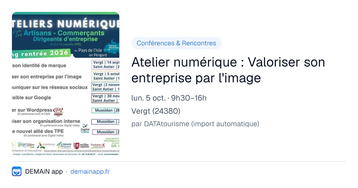 Atelier numérique : Valoriser son entreprise par l'image — Vergt