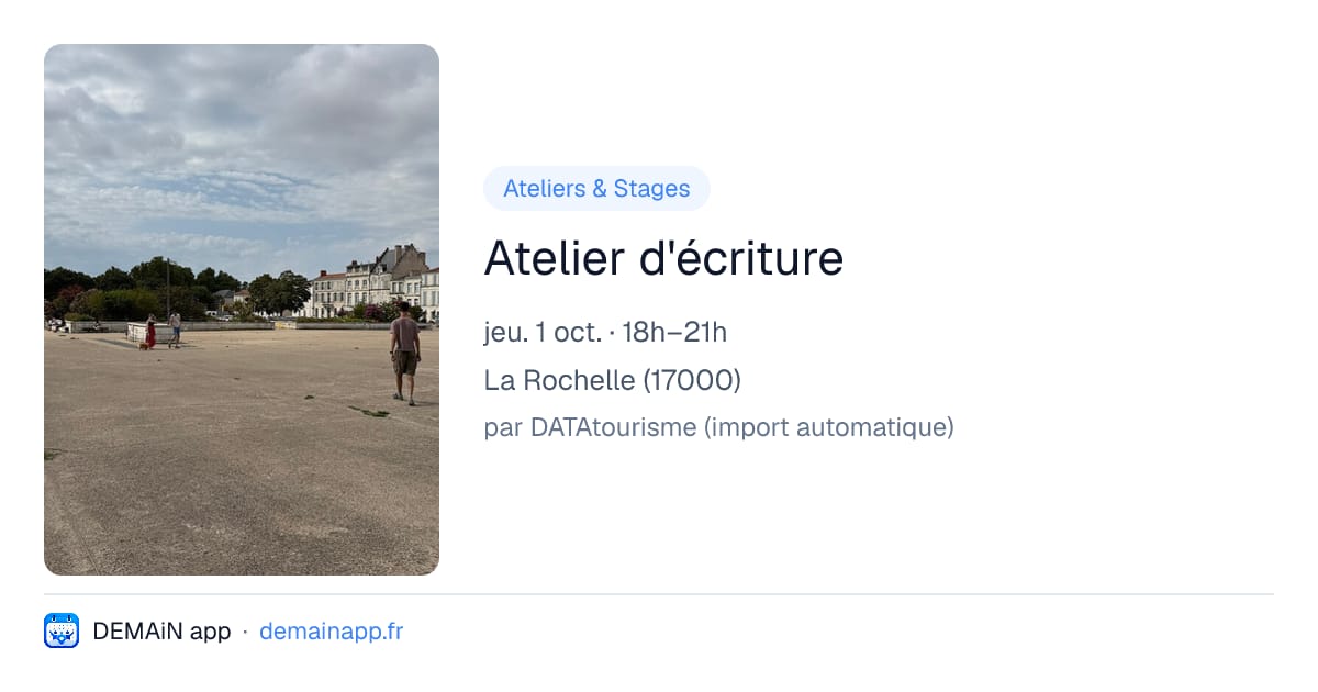 Atelier d'écriture — La Rochelle