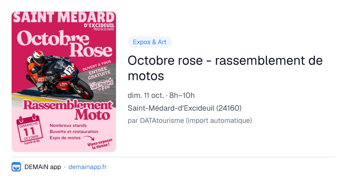 Octobre rose - rassemblement de motos — Saint-Médard-d'Excideuil