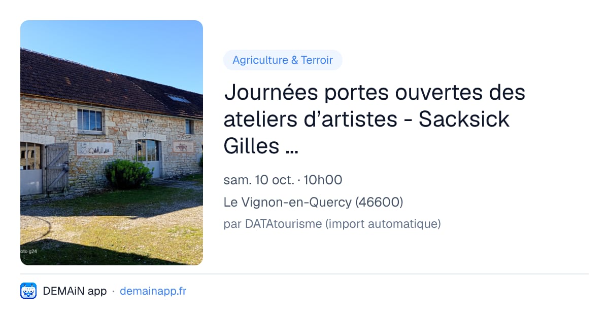 Journées portes ouvertes des ateliers d’artistes - Sacksick Gilles par Mielvaque Bruno — Le Vignon-en-Quercy