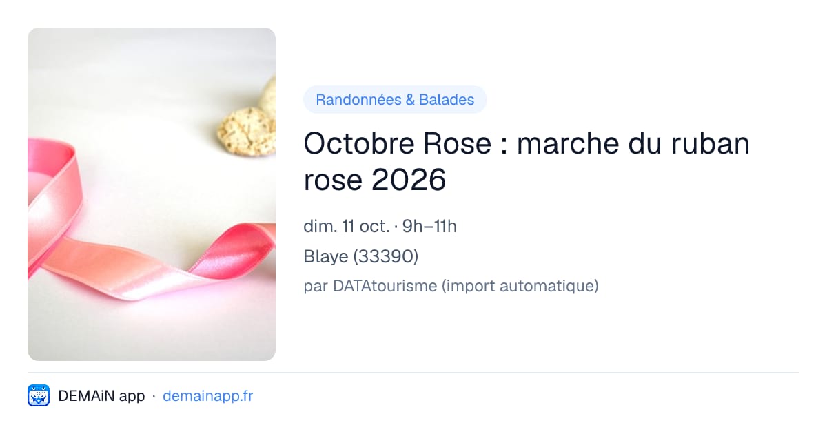 Octobre Rose : marche du ruban rose 2026 — Blaye