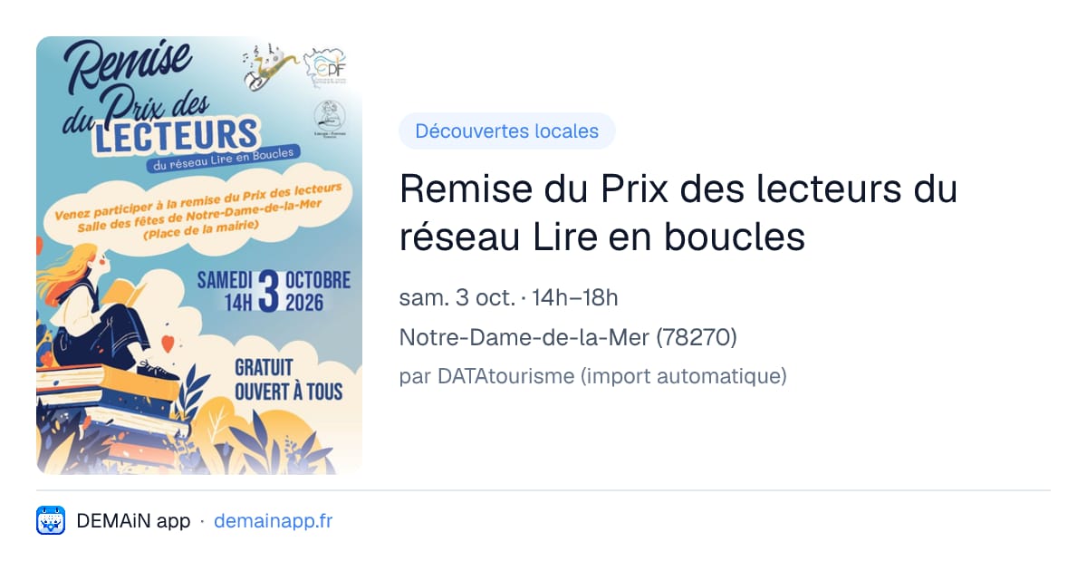 Remise du Prix des lecteurs du réseau Lire en boucles — Notre-Dame-de-la-Mer