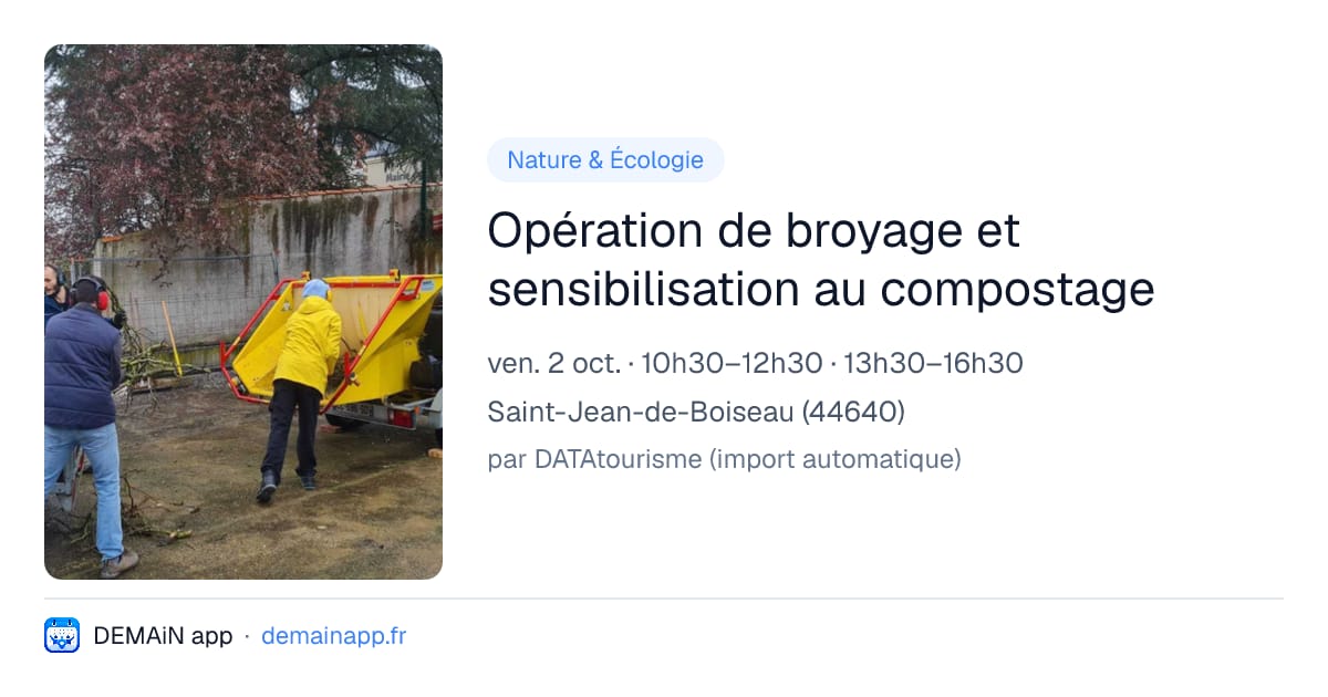 Opération de broyage et sensibilisation au compostage — Saint-Jean-de-Boiseau