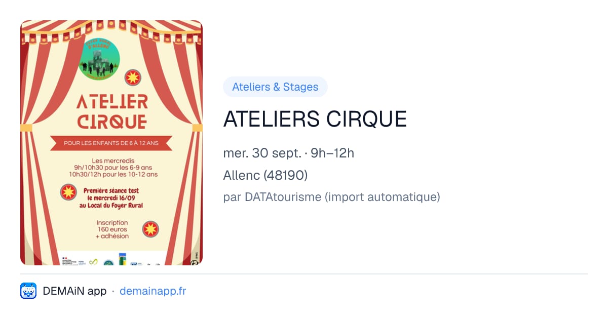 ATELIERS CIRQUE — Allenc