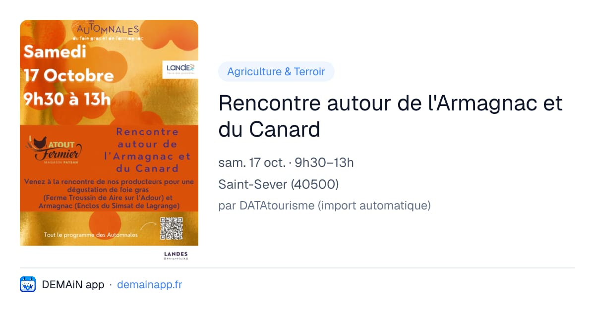 Rencontre autour de l'Armagnac et du Canard — Saint-Sever