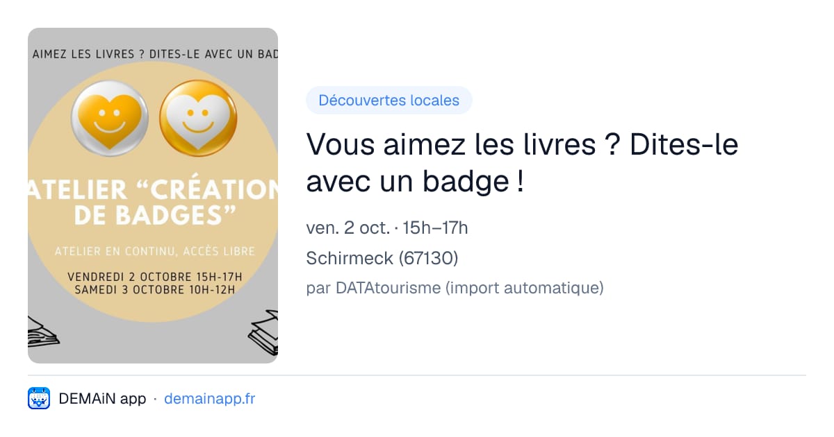 Vous aimez les livres ? Dites-le avec un badge ! — Schirmeck