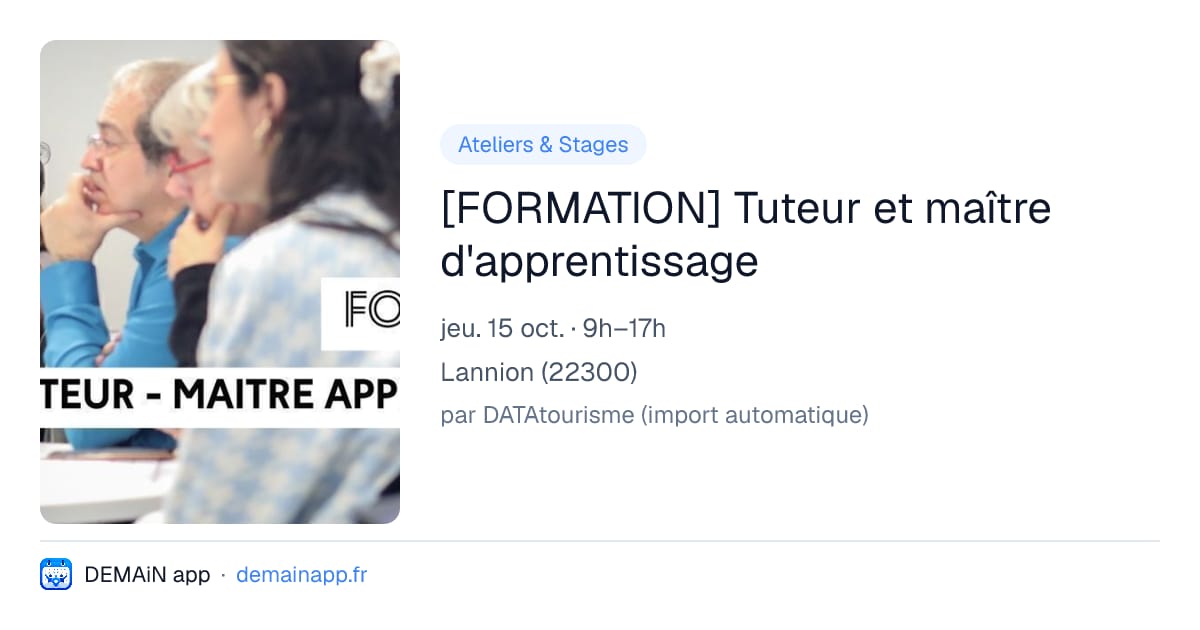 [FORMATION] Tuteur et maître d'apprentissage — Lannion