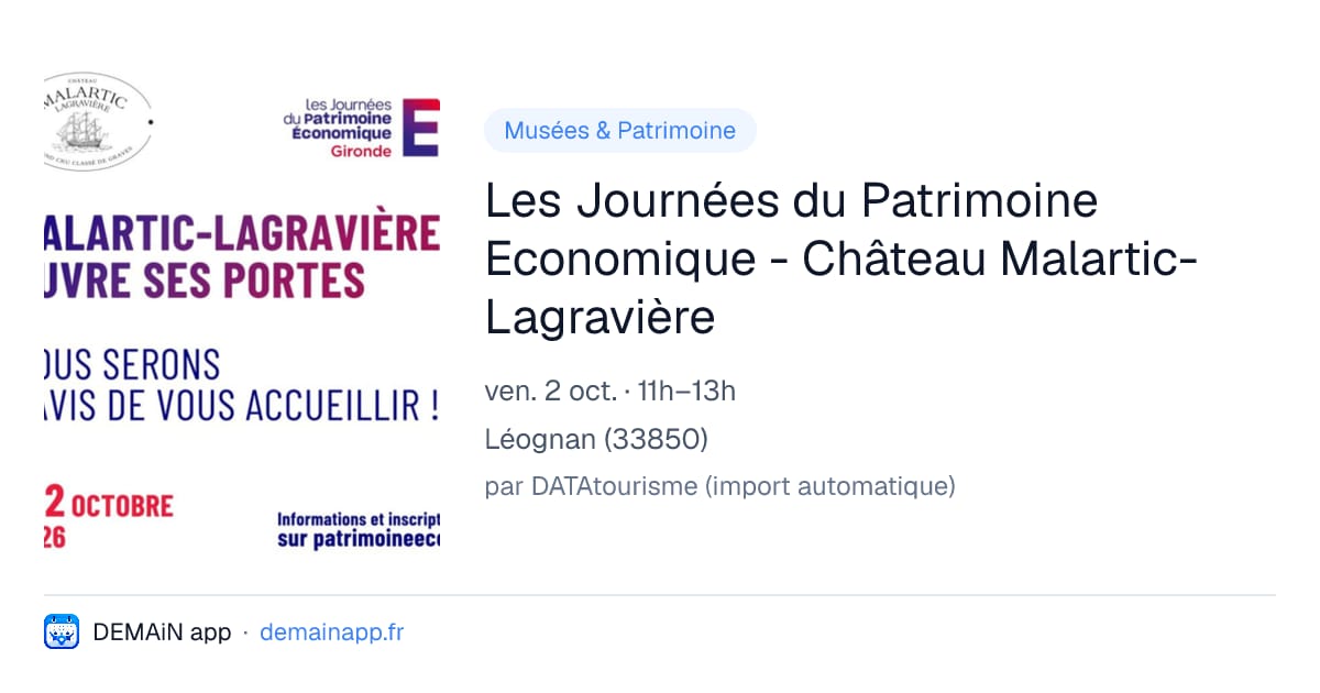Les Journées du Patrimoine Economique - Château Malartic-Lagravière — Léognan