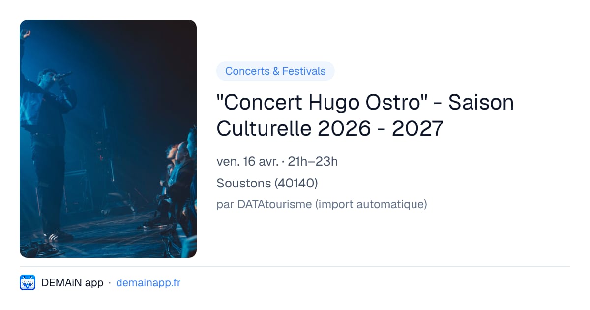 "Concert Hugo Ostro" - Saison Culturelle 2026 - 2027 — Soustons