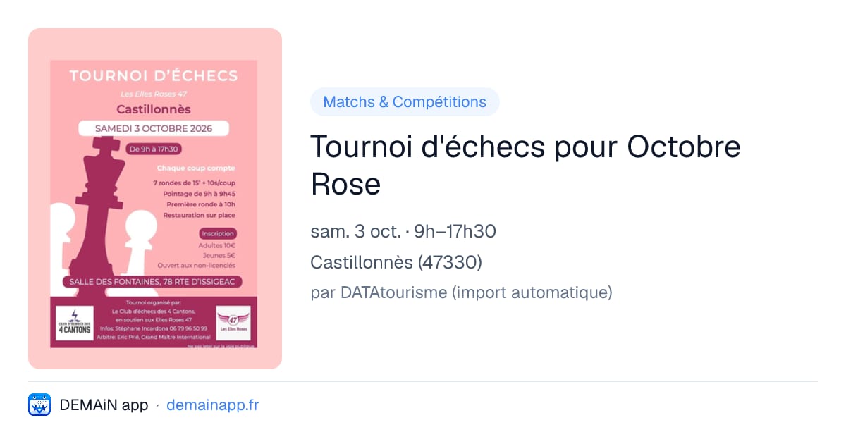 Tournoi d'échecs pour Octobre Rose — Castillonnès