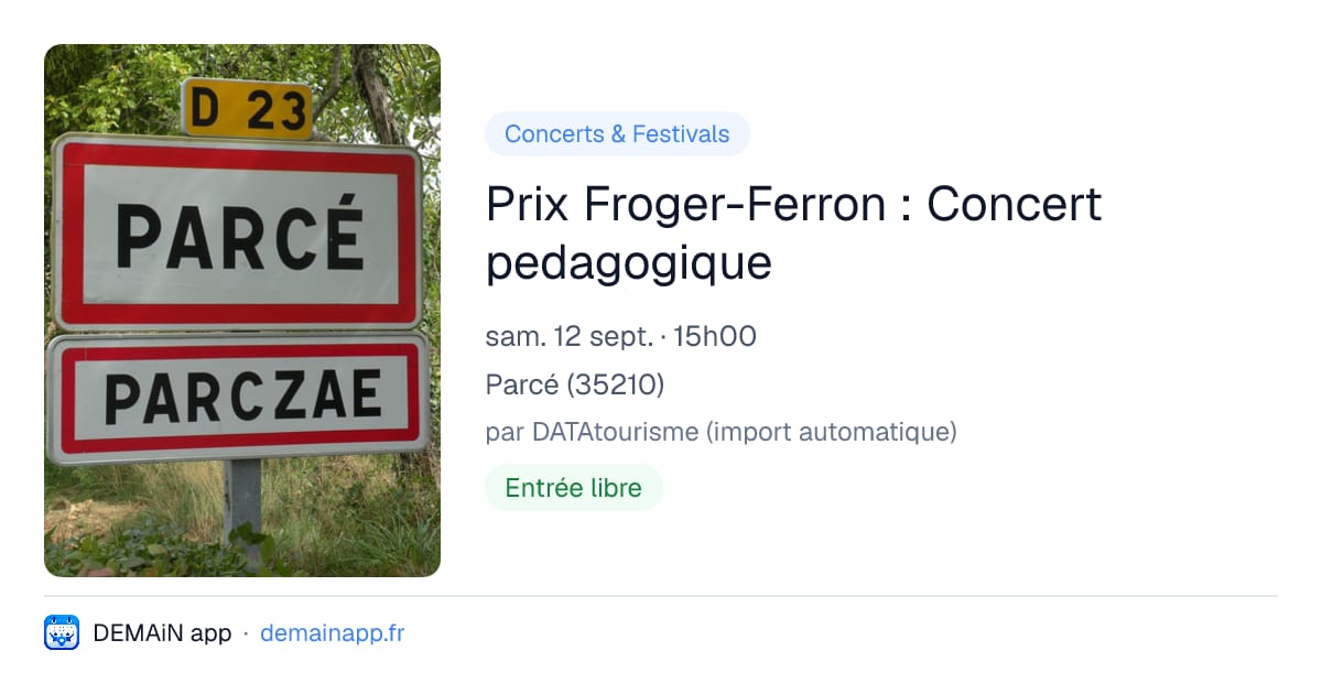 Prix Froger-Ferron : Concert pedagogique — Parcé