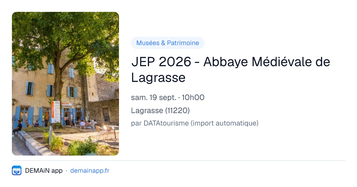 JEP 2026 - Abbaye Médiévale de Lagrasse — Lagrasse