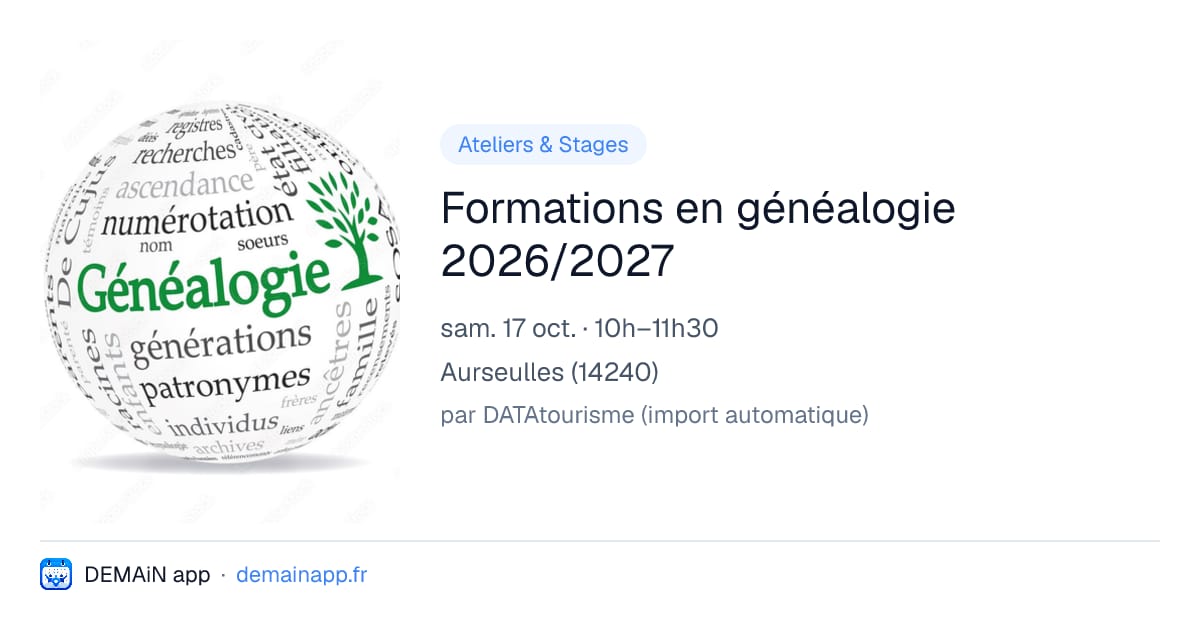 Formations en généalogie 2026/2027 — Aurseulles