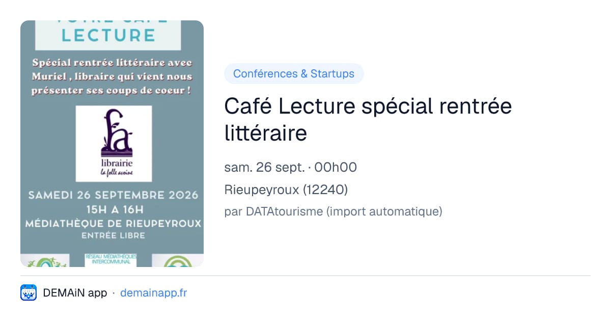 Café Lecture spécial rentrée littéraire — Rieupeyroux