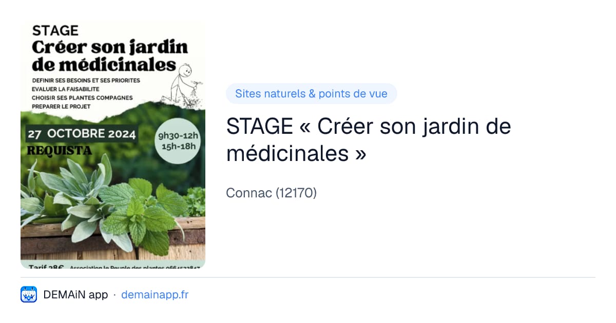 STAGE « Créer son jardin de médicinales » — Connac