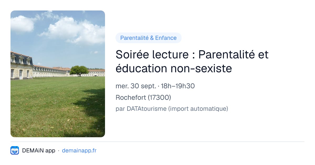 Soirée lecture : Parentalité et éducation non-sexiste — Rochefort