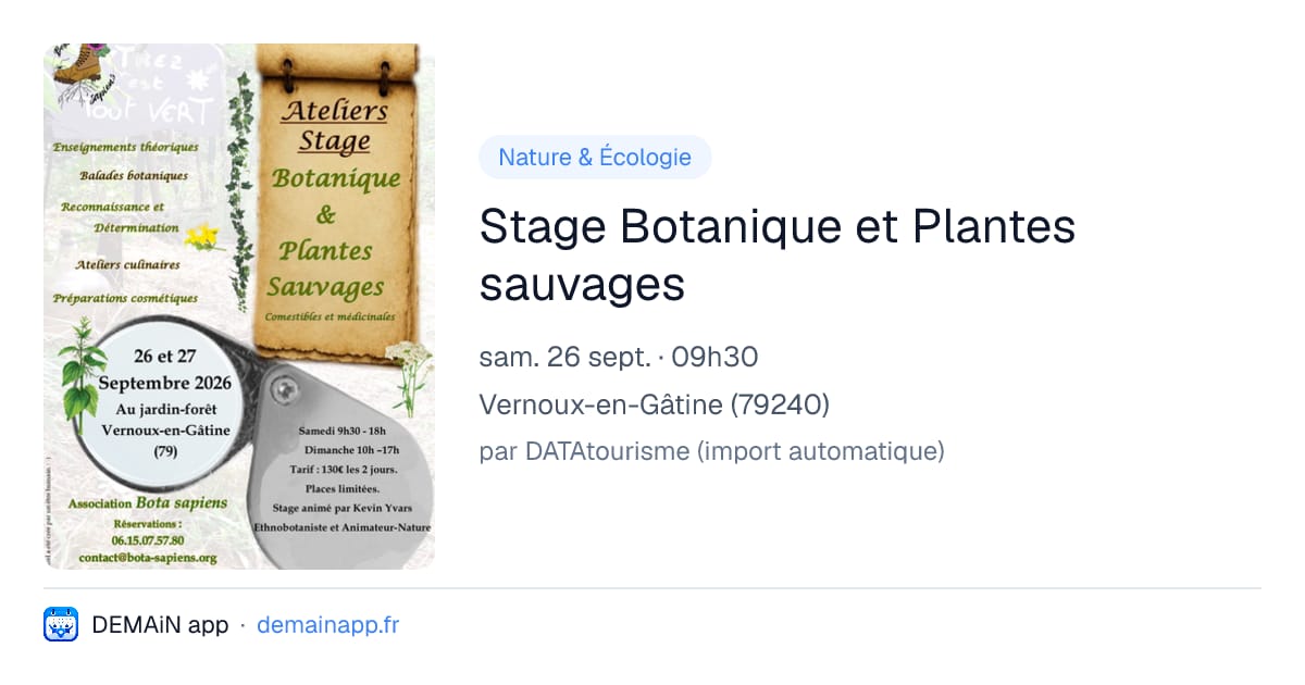 Stage Botanique et Plantes sauvages — Vernoux-en-Gâtine