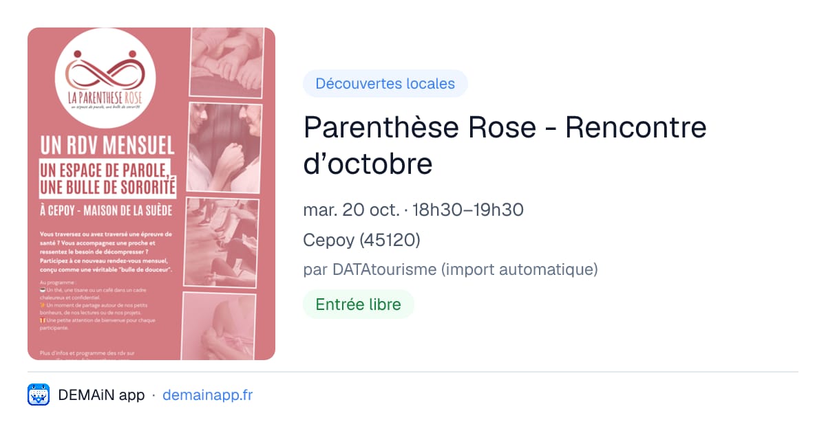 Parenthèse Rose - Rencontre d’octobre — Cepoy