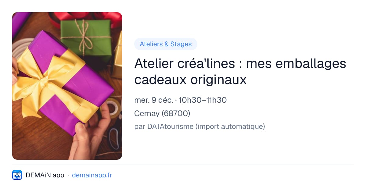 Atelier créa'lines : mes emballages cadeaux originaux — Cernay
