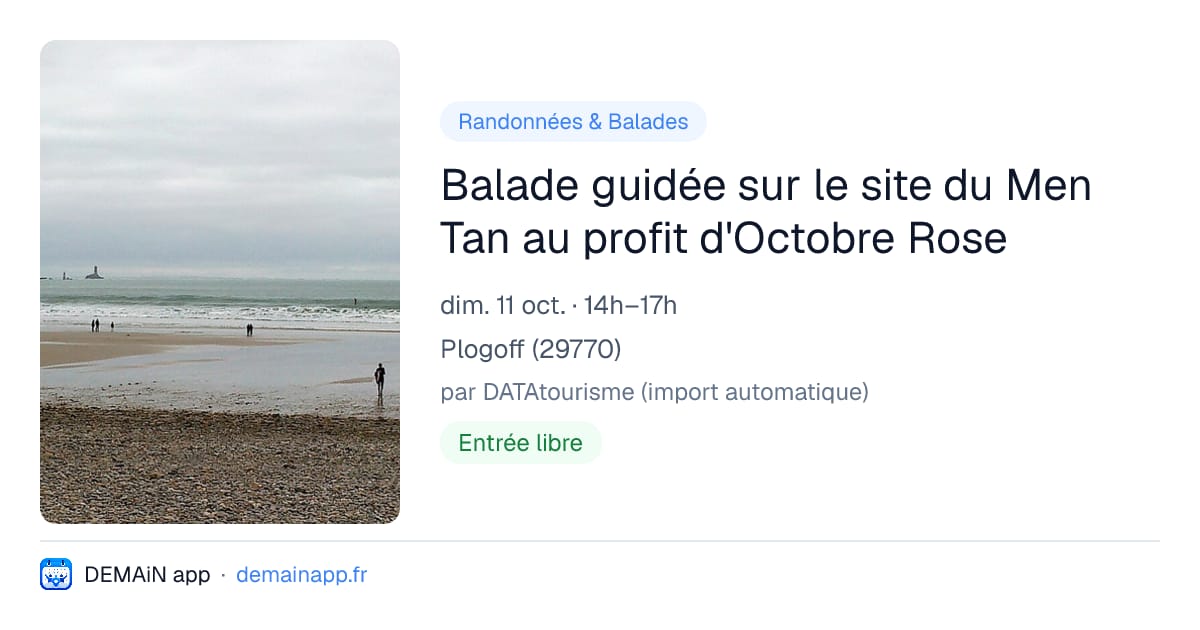 Balade guidée sur le site du Men Tan au profit d'Octobre Rose — Plogoff